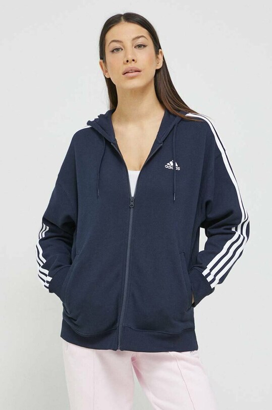 adidas hanorac de bumbac imprimeu bleumarin HA7155
