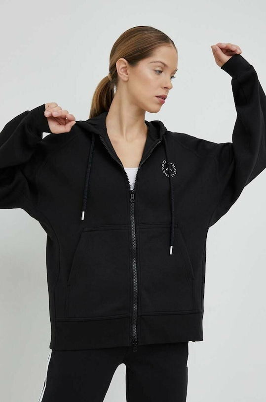 adidas by Stella McCartney bluza dresowa z kapturem czarny HR2200