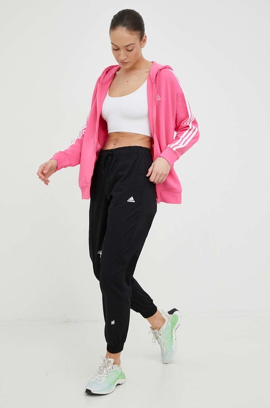 Хлопковая кофта adidas IC9952 розовый SS23