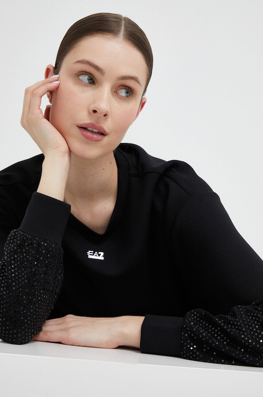 Mikina EA7 Emporio Armani bez kapuce černá 3RTM29.TJKRZ