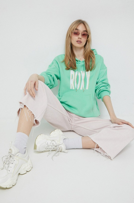 Roxy bluza z kapturem zielony ERJFT04698
