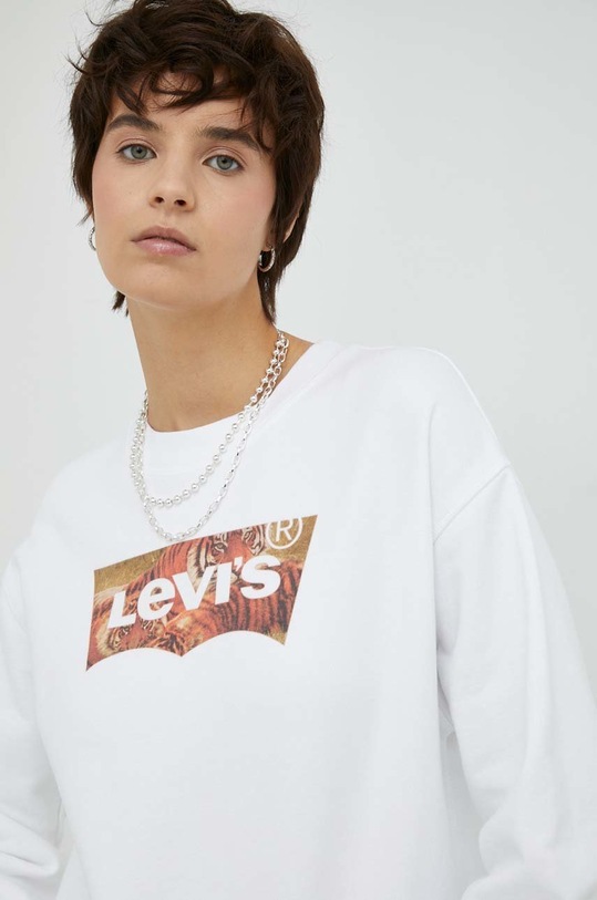 Bavlněná mikina Levi's bílá 18686.0136