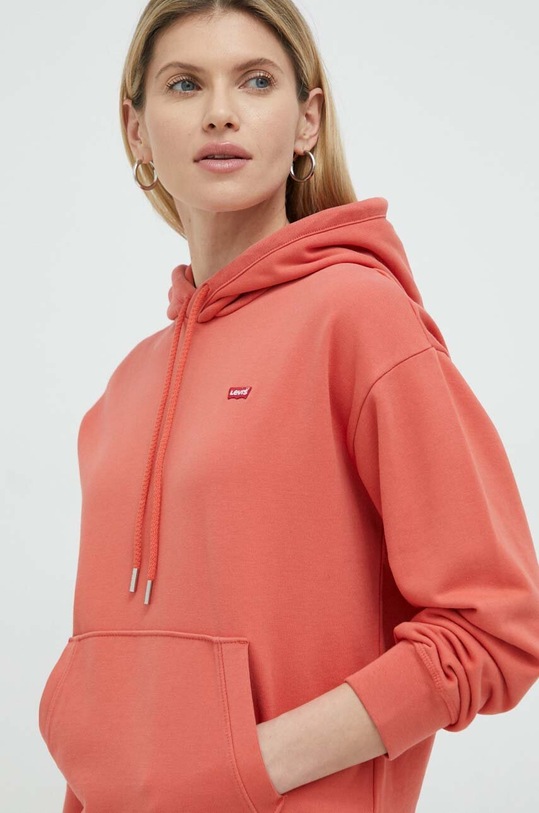 Bavlněná mikina Levi's s kapucí oranžová 24693.0044