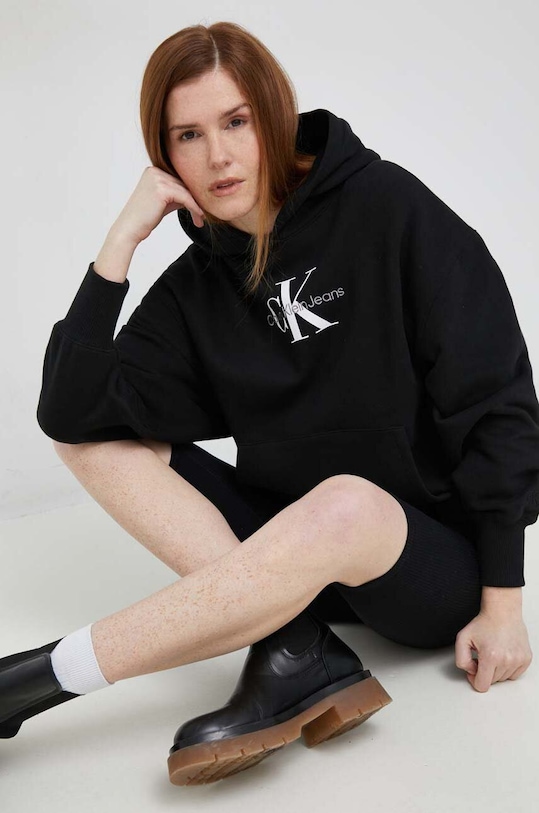 Calvin Klein Jeans bluza bawełniana nadruk czarny J20J220695.PPYX