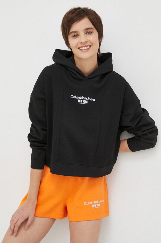 Mikina Calvin Klein Jeans s kapucí černá J20J220694.PPYX