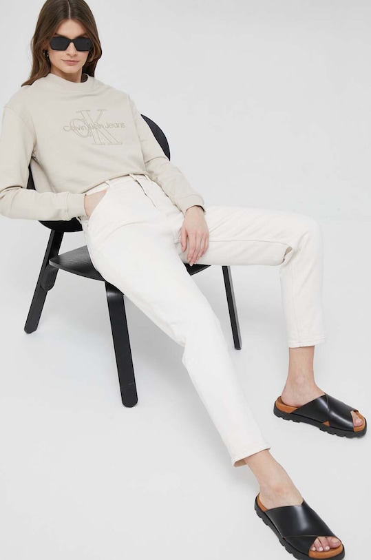 Calvin Klein Jeans bluza bawełniana J20J220696.PPYX beżowy SS23