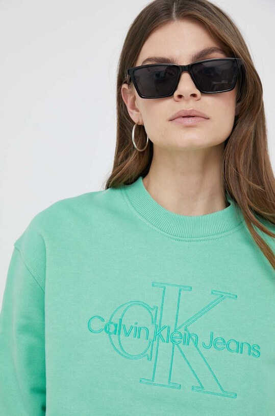 Бавовняна кофта Calvin Klein Jeans зелений J20J220696.PPYX