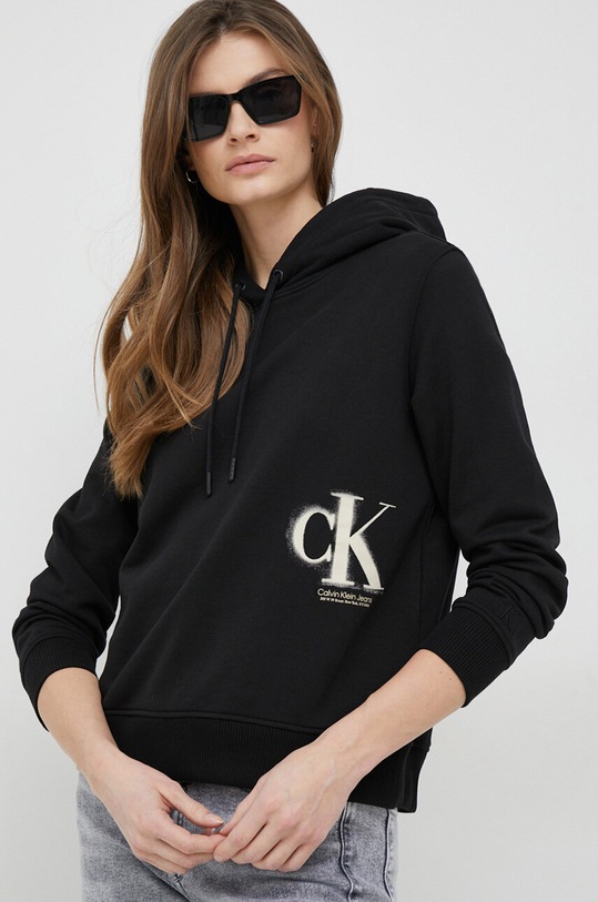 Calvin Klein Jeans bluza bawełniana nadruk czarny J20J221138.PPYX