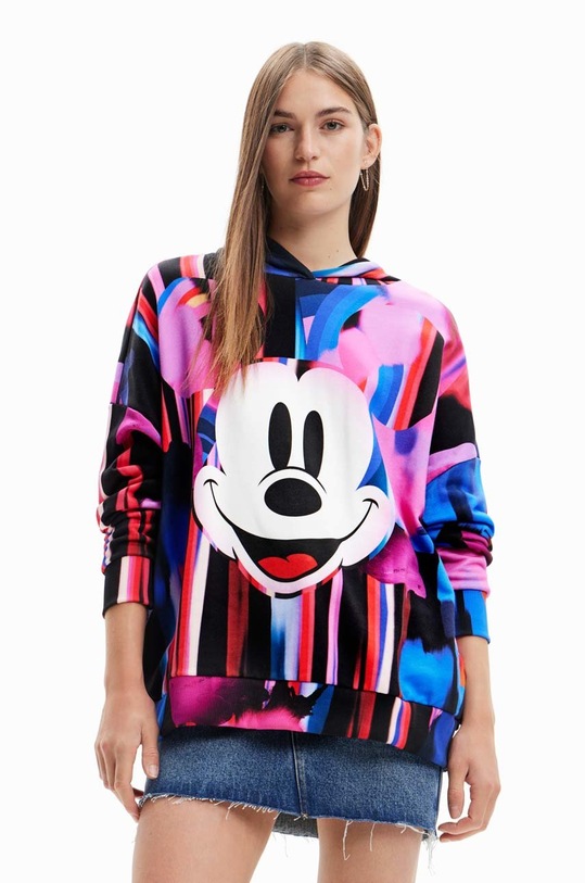 Памучен суичър Desigual x Myszka Miki надпис многоцветен 23SWSK59