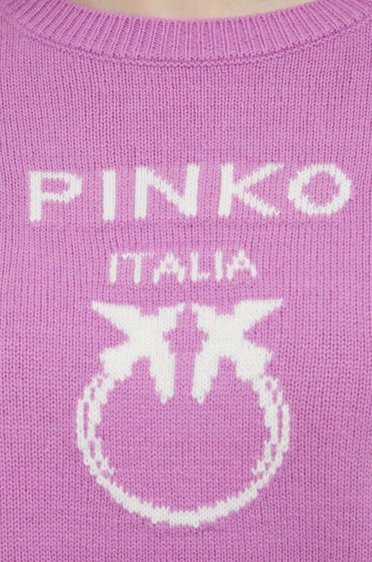 Pinko sweter wełniany 100414.Y7Z4 fioletowy