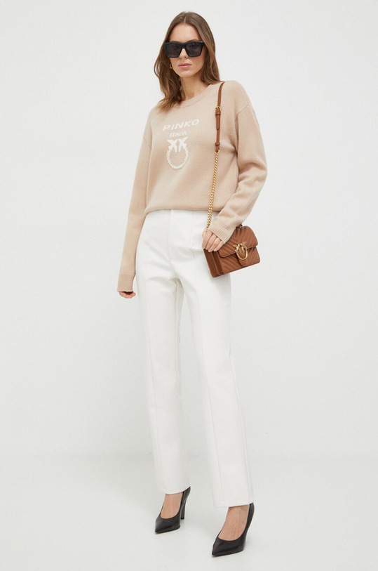 Pinko sweter wełniany 100414.Y7Z4 beżowy AA00