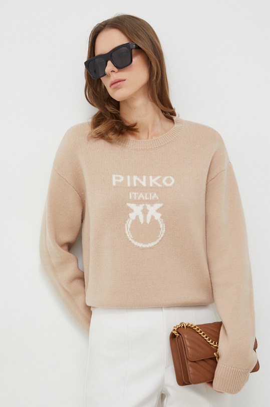 Pinko sweter wełniany beżowy 100414.Y7Z4