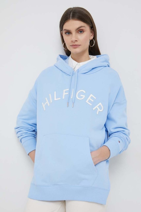 Tommy Hilfiger bluza bawełniana z kapturem niebieski WW0WW37797.PPYX