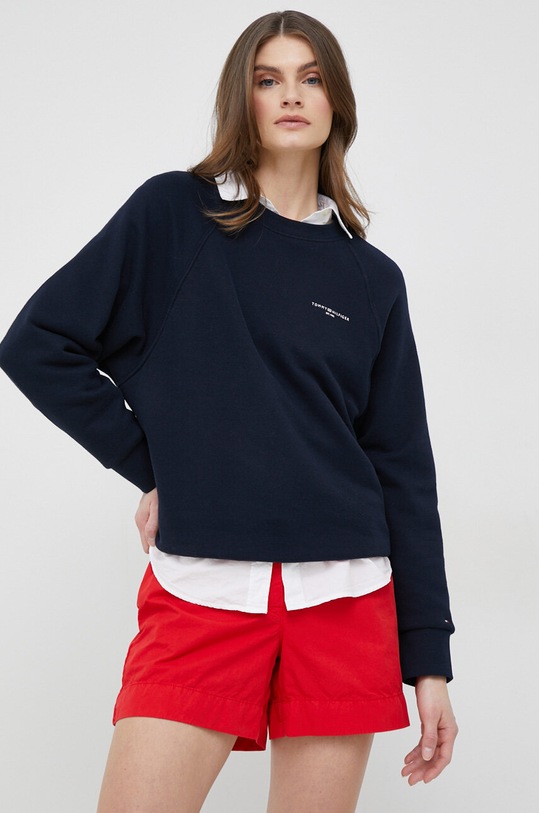 Mikina Tommy Hilfiger bez kapuce námořnická modř WW0WW37798.PPYX