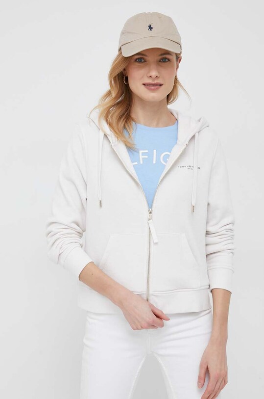 Μπλούζα Tommy Hilfiger με κουκούλα μπεζ WW0WW39189.PPYX