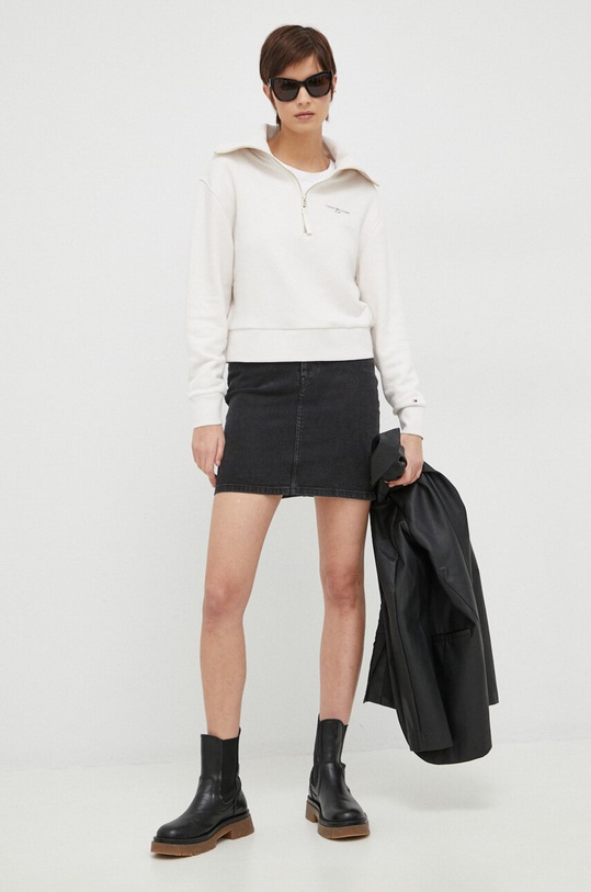 Tommy Hilfiger bluza z elastanem beżowy WW0WW37795.PPYX