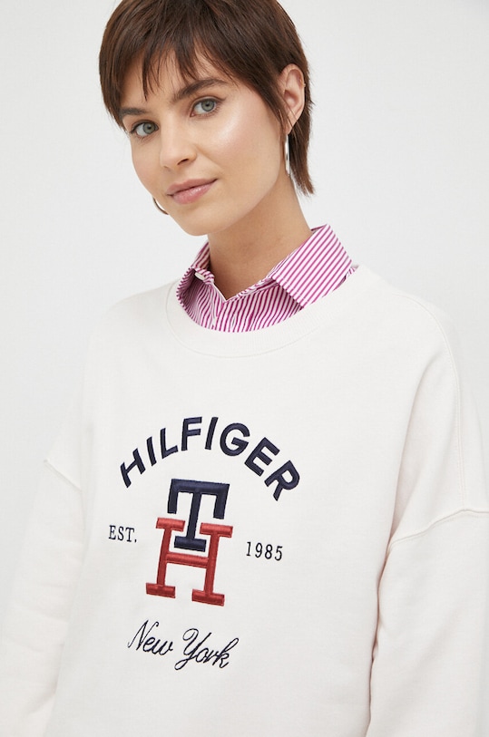 Tommy Hilfiger bluza bawełniana aplikacja beżowy WW0WW39188.PPYX
