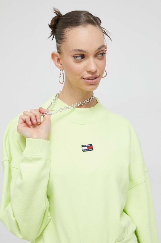 Tommy Jeans bluza bawełniana zielony DW0DW15415.PPYX