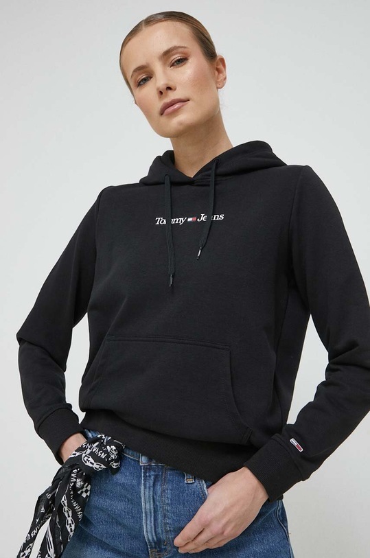 Mikina Tommy Jeans s kapucí černá DW0DW15649.PPYX