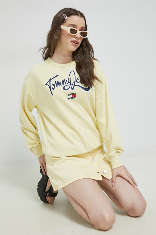 Mikina Tommy Jeans bez kapuce žlutá DW0DW15428.PPYX