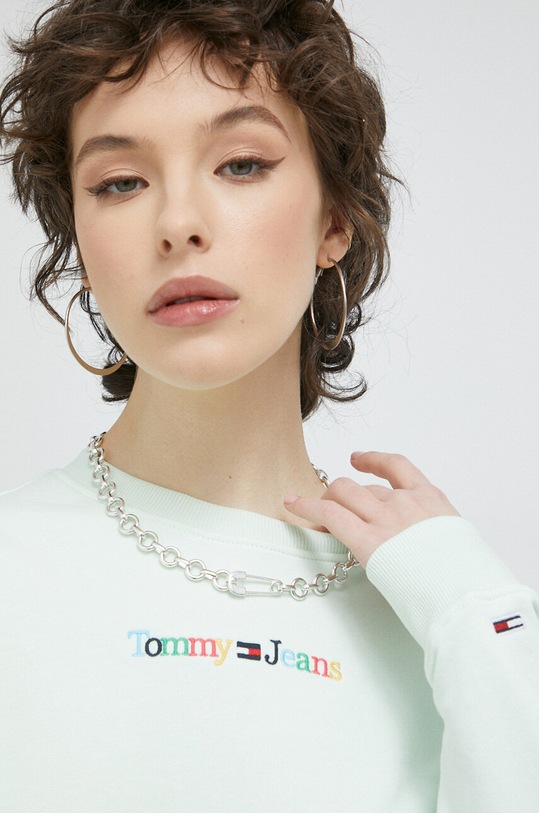 Tommy Jeans bluza aplikacja zielony DW0DW15648.PPYX