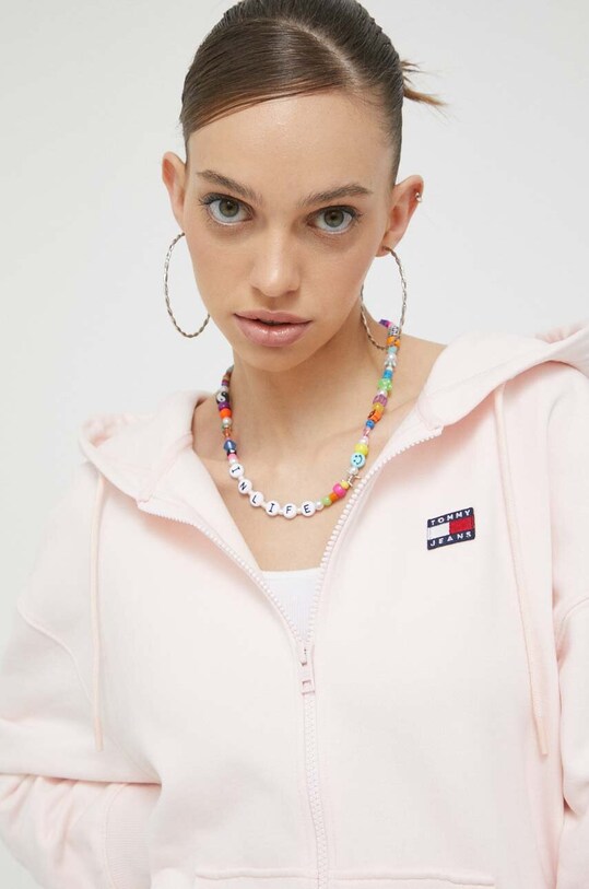 Bavlnená mikina Tommy Jeans ružová DW0DW15748.PPYX