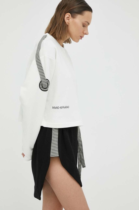 Bombažen pulover MMC STUDIO Brez kapuce bela LUCCO.BASIC