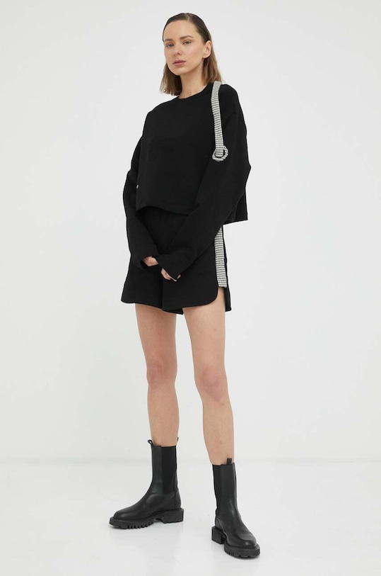 Bombažen pulover MMC STUDIO LUCCO.BASIC črna SS23