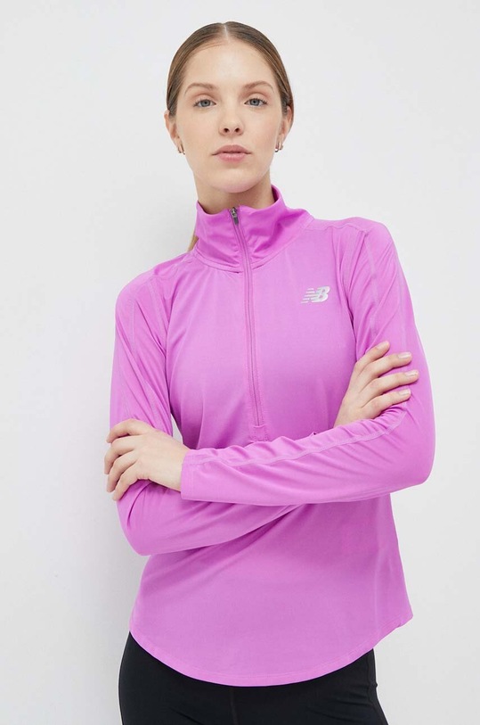 New Balance bluza do biegania Accelerate z elastanem fioletowy WT23227COM