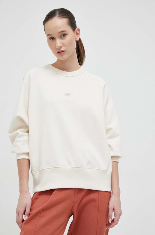 Odzież New Balance bluza WT31500GIE beżowy