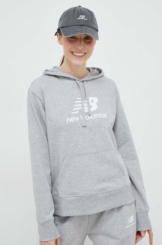 Mikina New Balance s kapucňou sivá WT31533AG