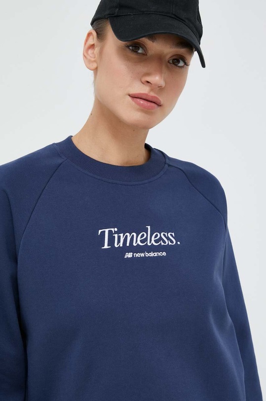 Памучен суичър New Balance тъмносин WT31557NNY