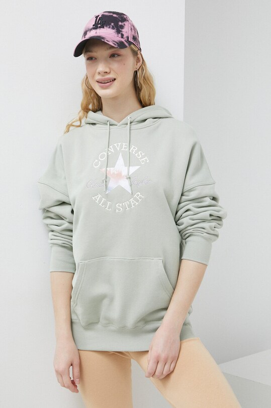 Памучен суичър Converse щампа зелен 10024525.A05