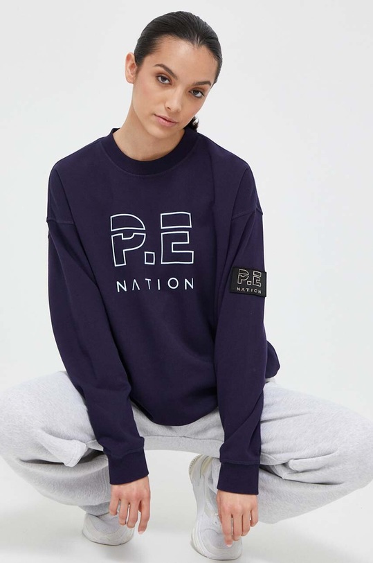 P.E Nation bluza bawełniana nadruk granatowy 23PE2F068