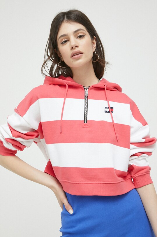 Βαμβακερή μπλούζα Tommy Jeans ροζ DW0DW16290.PPYX