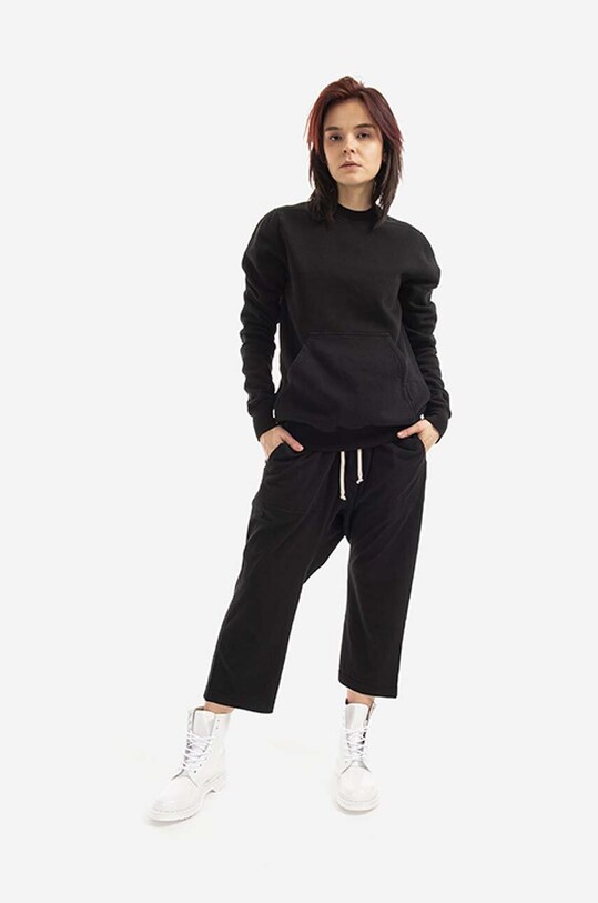 Bavlnená mikina Rick Owens čierna DS01B7231.F.BLACK
