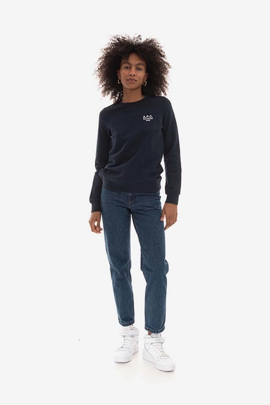 A.P.C. hanorac de bumbac Sweat Skye COEZD.F27700 bleumarin SS23