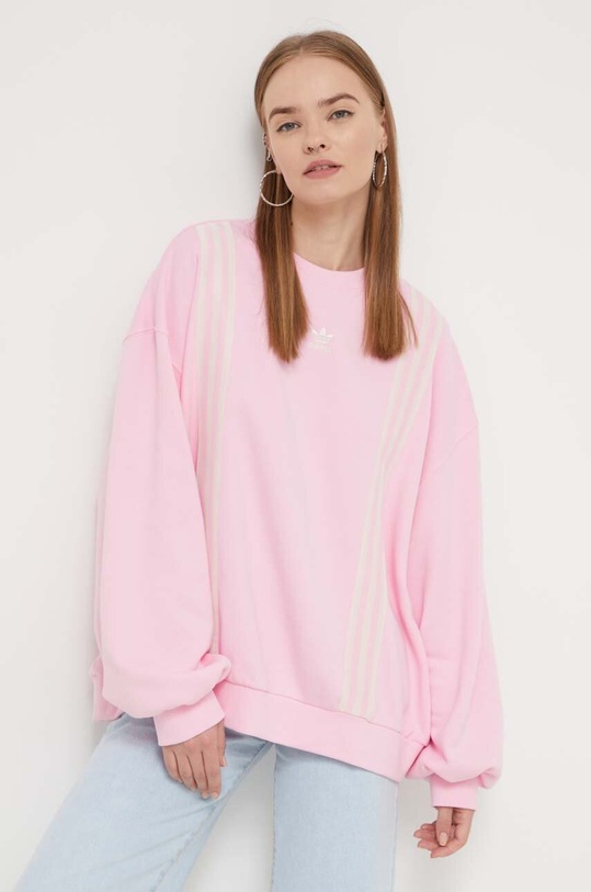 adidas Originals bluza bawełniana aplikacja różowy IK7868