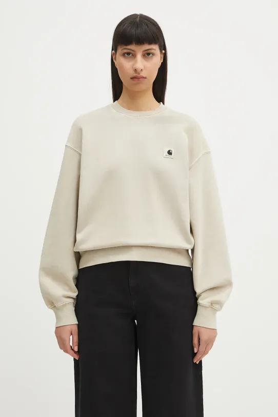 Pamučna dukserica Carhartt WIP W' Nelson Sweatshirt bez uzorka bež I029537.2LPGD