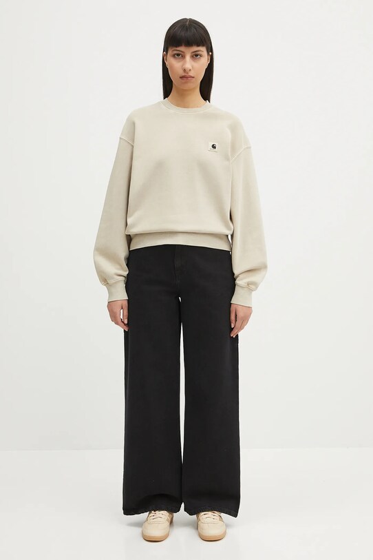 Βαμβακερή μπλούζα Carhartt WIP W' Nelson Sweatshirt I029537.2LPGD μπεζ