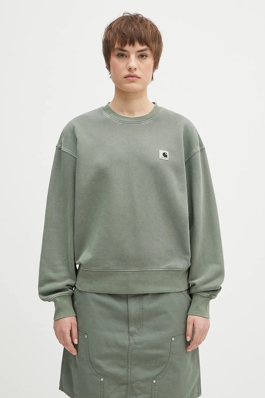Bavlněná mikina Carhartt WIP W' Nelson Sweatshirt hladký zelená I029537.1YFGD