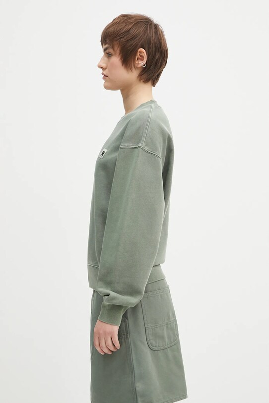 Bavlněná mikina Carhartt WIP W' Nelson Sweatshirt I029537.1YFGD zelená SS25