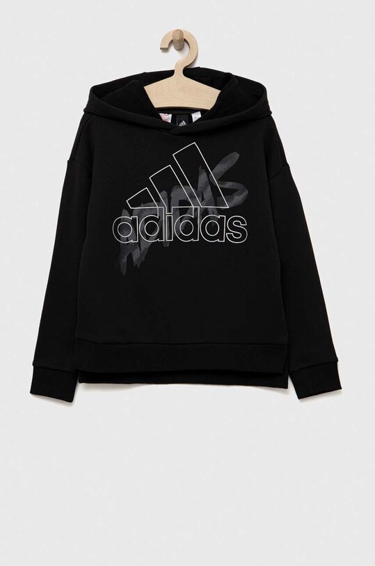 Dětská bavlněná mikina adidas HR5826 černá SS23