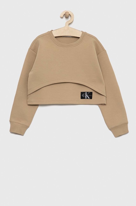 Dětská mikina Calvin Klein Jeans bez kapuce béžová IG0IG01875.PPYX