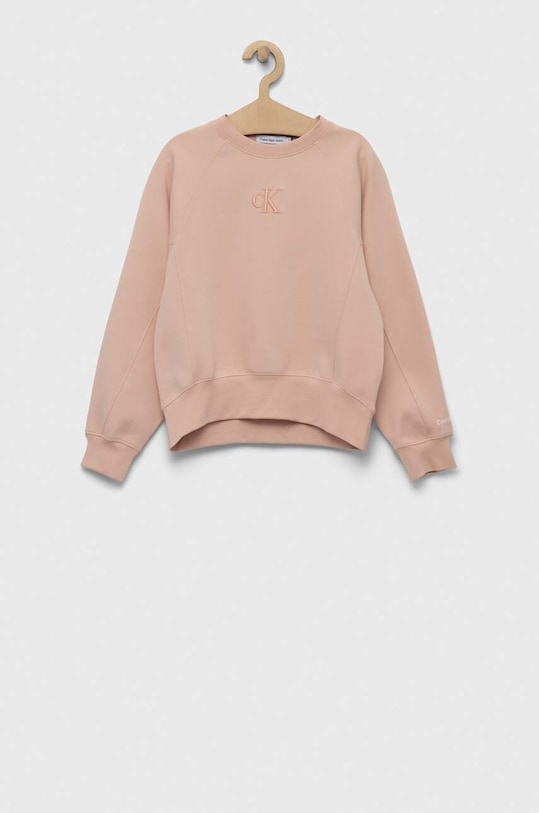 Dětská mikina Calvin Klein Jeans bez kapuce růžová IG0IG02004.PPYX