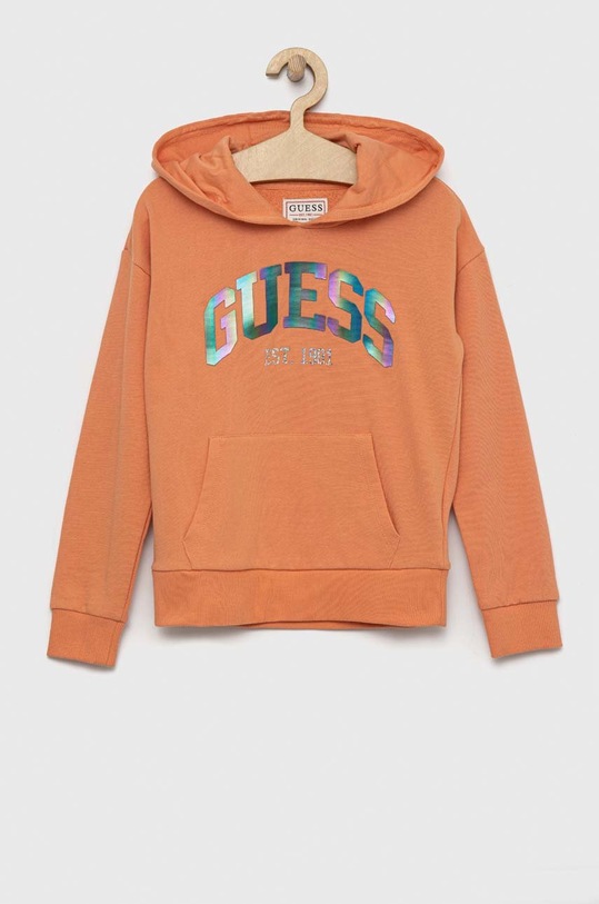Detská bavlnená mikina Guess J3RQ01.KA6R0.PPYX oranžová SS23