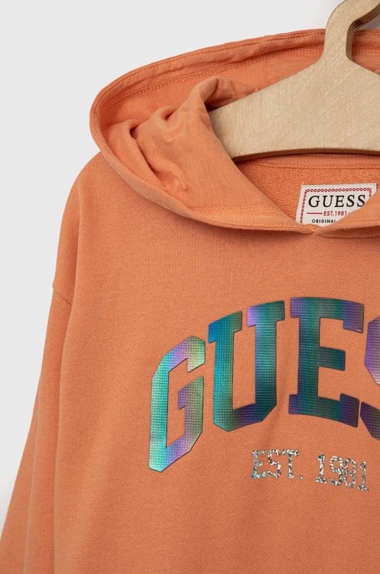 Detská bavlnená mikina Guess oranžová J3RQ01.KA6R0.PPYX