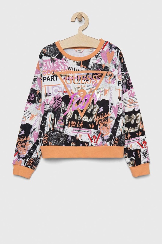 Guess bluza bawełniana dziecięca wzorzyste pomarańczowy J3RQ02.KA6R3.PPYX