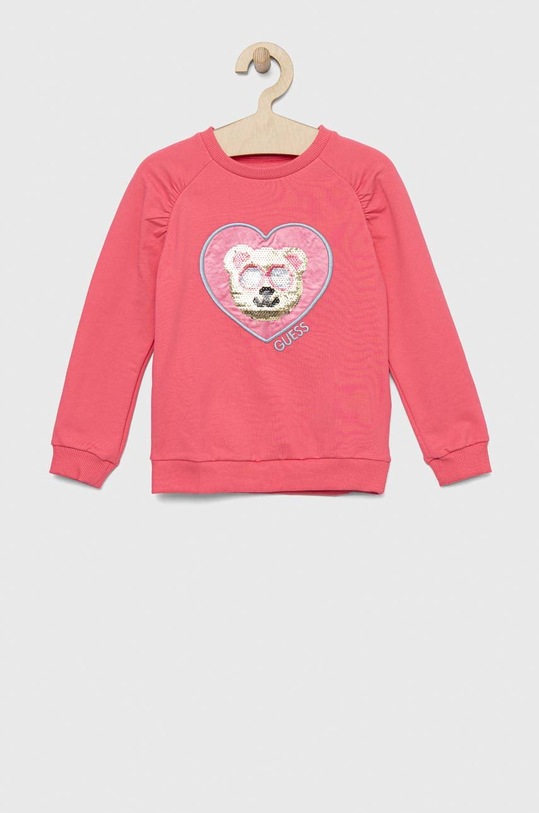 Guess bluza dziecięca aplikacja różowy K3RQ04.KA6V0.PPYX