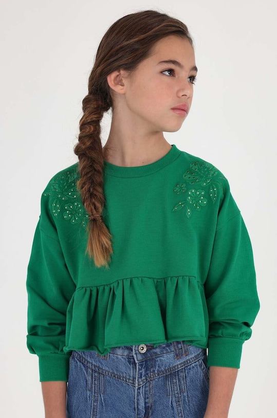 Mayoral bluza dziecięca z elastanem zielony 6429.8G.JUNIOR